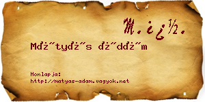Mátyás Ádám névjegykártya